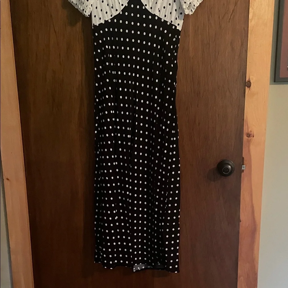 a new day Black and White Polka Dot V-Neck Midi Dress - Picture 2 of 7